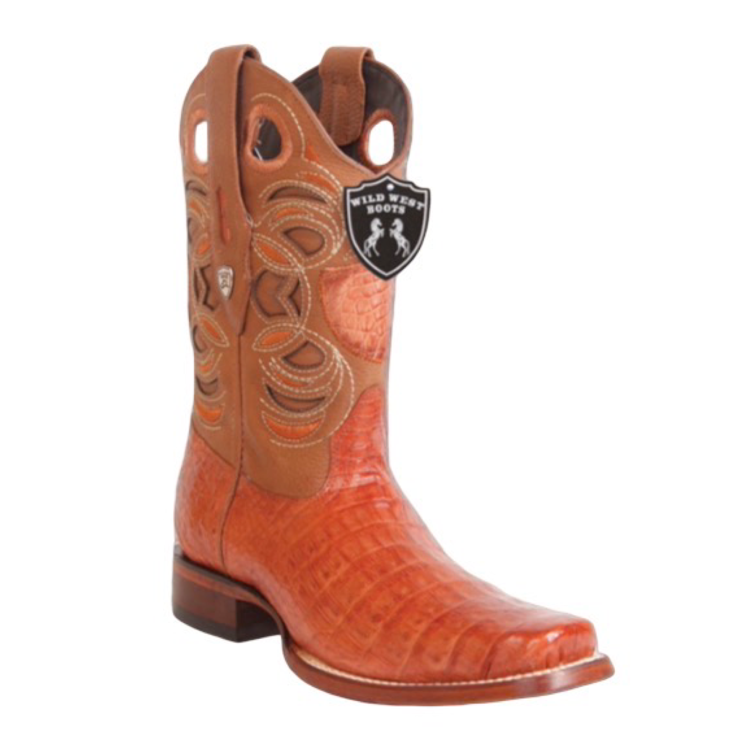 Botas Wild West de cocodrilo color cognac con horma rodeo