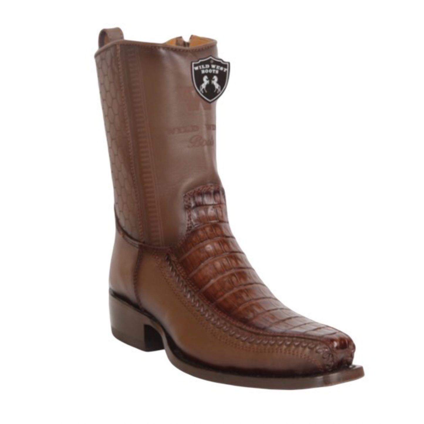 Botas Wild West de cocodrilo faded brown horma Dubai con venado