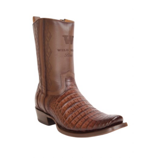 Botas Wild West de cocodrilo faded brown con horma Dubai