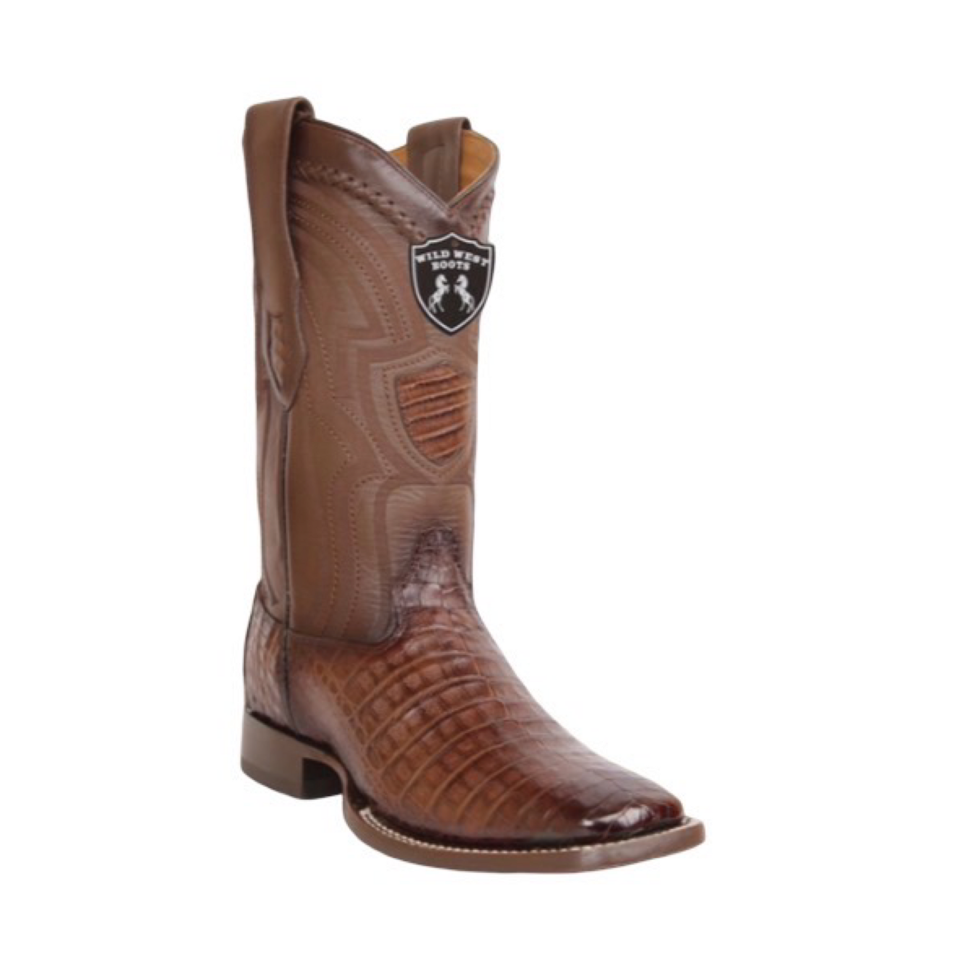Botas Wild West de cocodrilo faded brown con horma rodeo