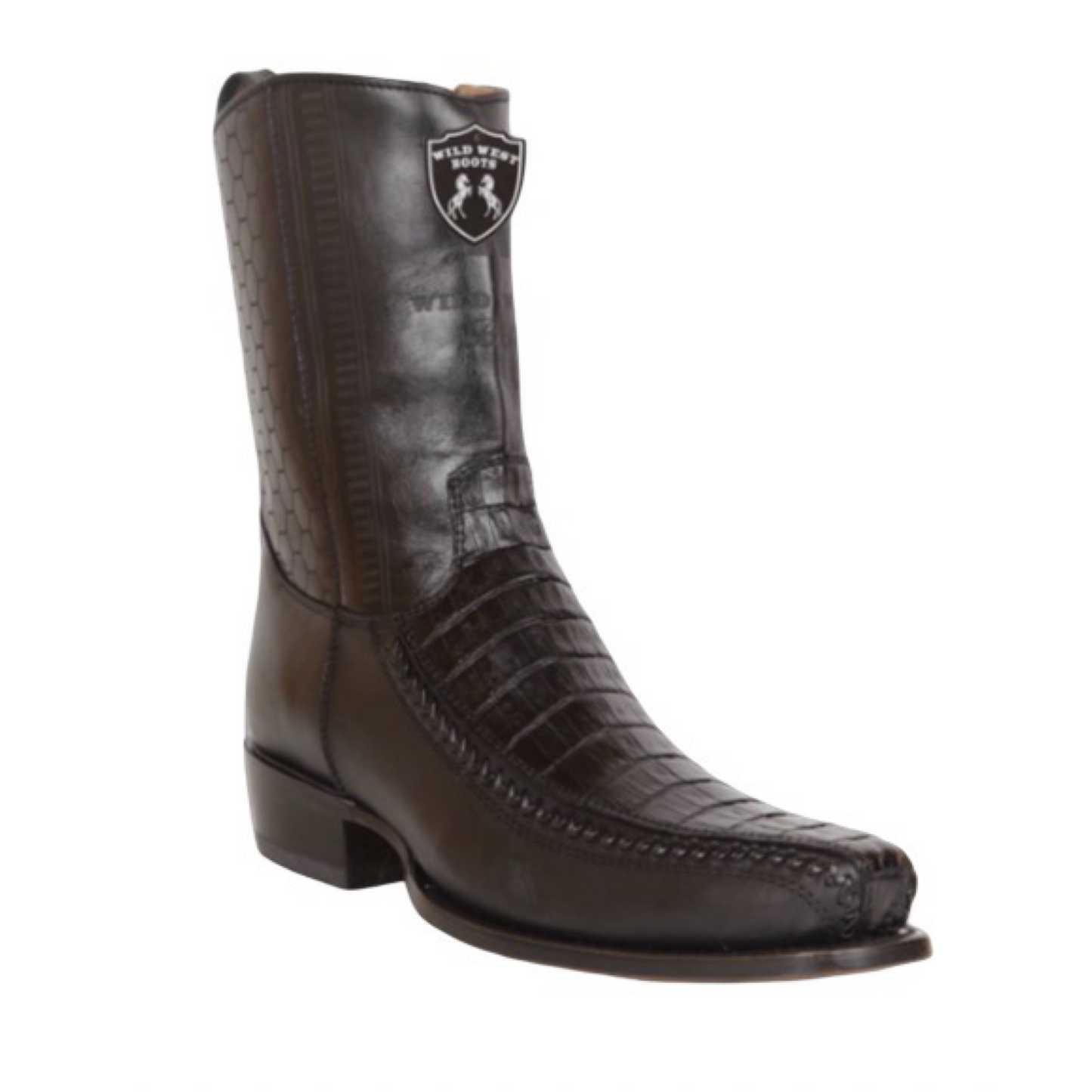 Botas Wild West de cocodrilo negro horma Dubai con piel de venado