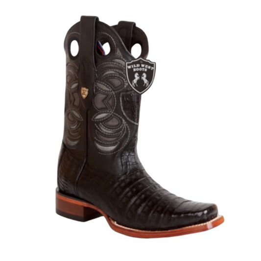 Botas Wild West de cocodrilo negro con horma rodeo