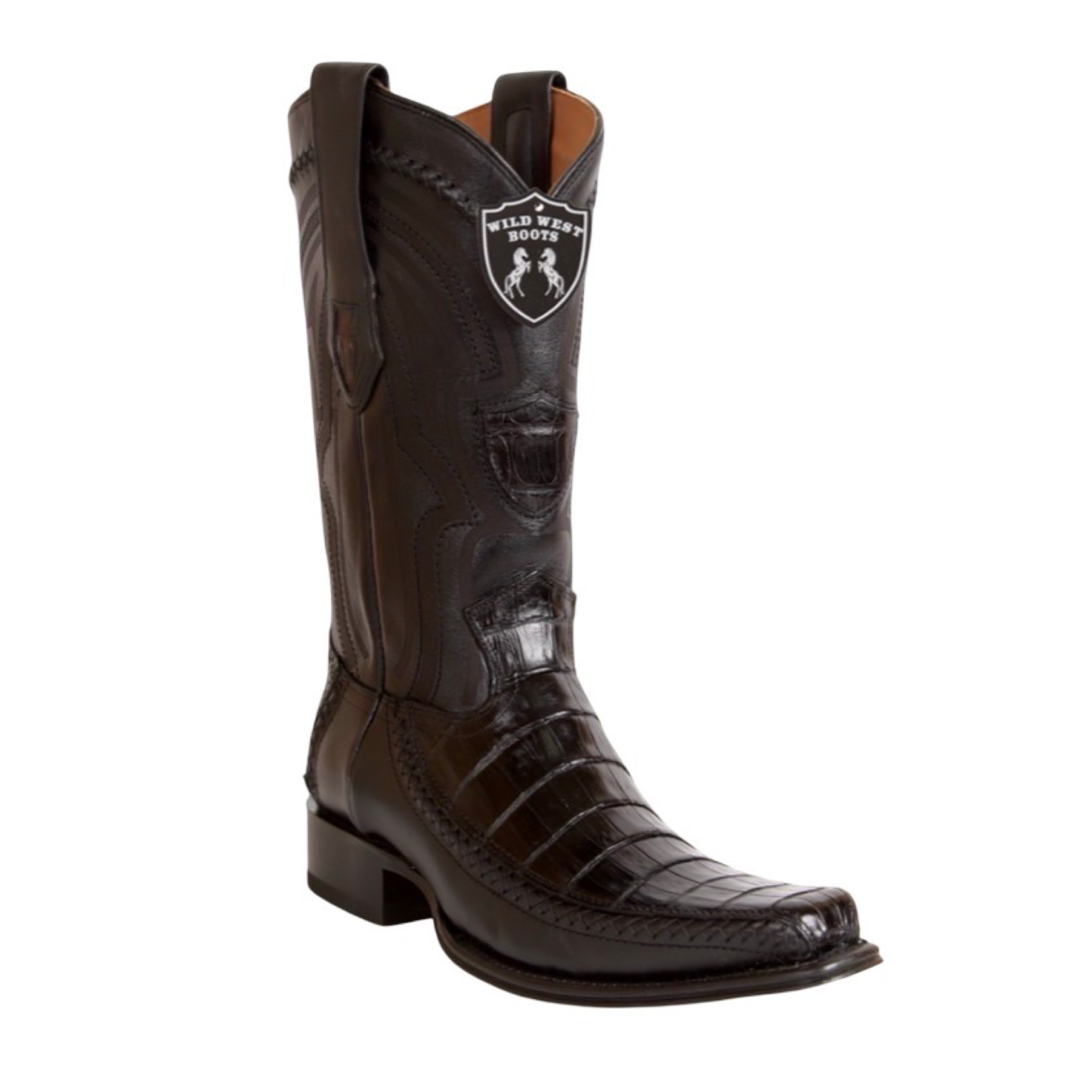 Botas Wild West de cocodrilo negro con horma Versace