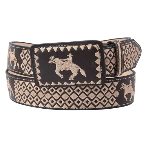 Cinto charro café con diseño de caballo
