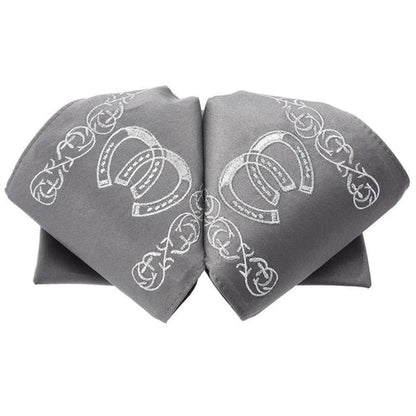 Moño Charro White Diamond Gris con Herraduras Plata