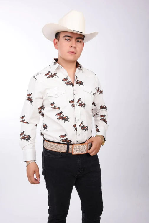 Camisa Vaquera Bordada White Diamonds