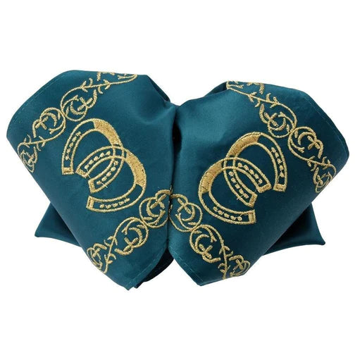 Moño Charro White Diamond azul verde con bordado tradicional