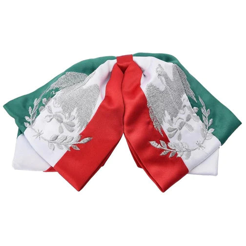 Moño Charro White Diamond color bandera de México con diseño tricolor