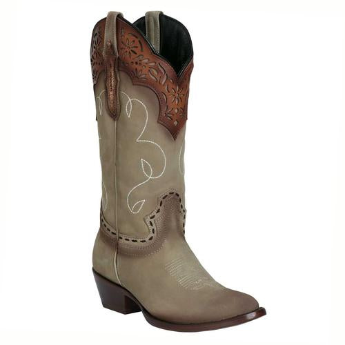 El General Suede Sand Round Toe Cowgirl Boots