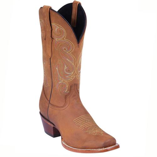 El General West Tan Square Toe Cowgirl Boots